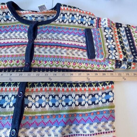 Vintage 90s Floral Textured Bobble Cardigan Sweater Y2K Fair Isle Cottagecore XL - Picture 9 of 11